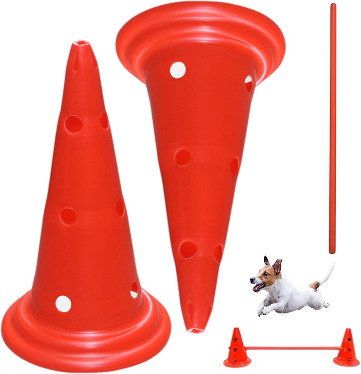 Honden Behendigheidscursus - Honden Trainingsset - Buiten Cursus - Verstelbare Hoogte Breedte - 30cm Kegels 100cm Balk