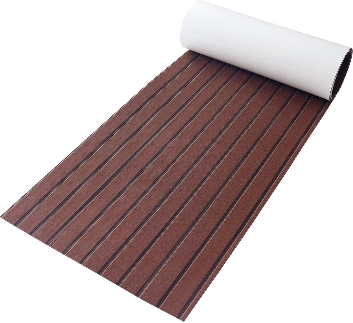 EVA Teak Foam Pro Series Bootmat – Zelfklevende Premium Vloerbedekking voor Boten – 240 x 60 cm – Donker bruin met Zwarte Lijnen – Duurzaam & Luxe Anti-slip – TeakFoamShop