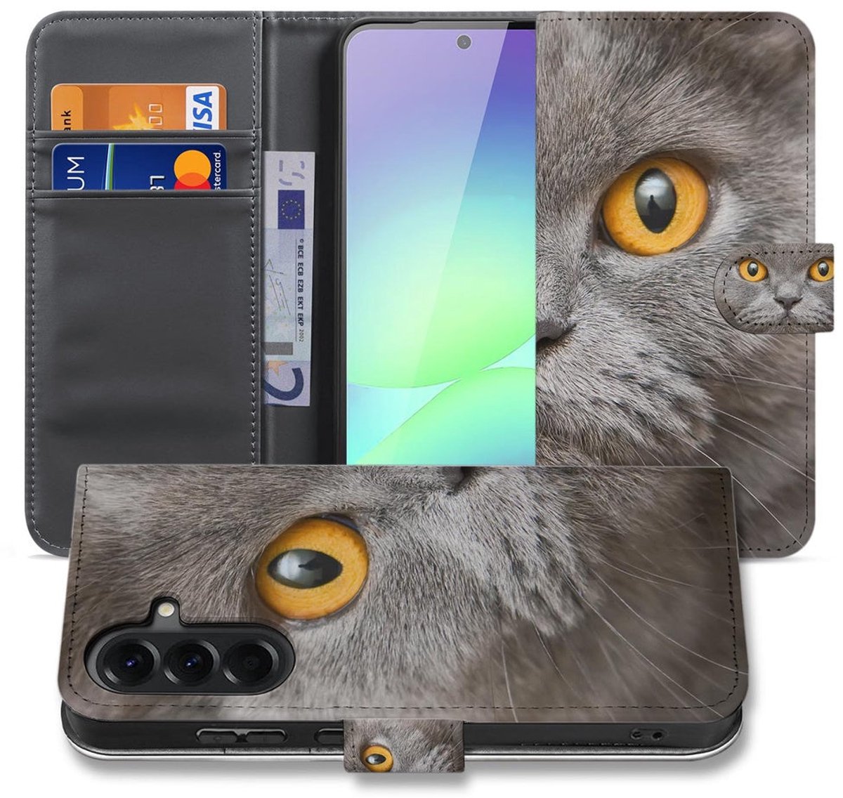 Samsung Galaxy A37 Bookcase Hoesje Britse Korthaar met Pasjeshouder