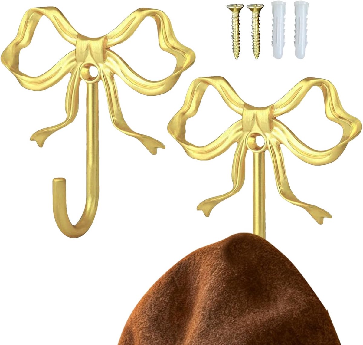 Handdoekhaak - Haakje Houder - Decoratieve Kapstok - Set van Twee - 9.7x10.5cm - Goud