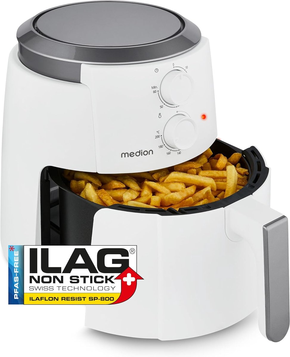 Heteluchtfriteuse - Airfryer Frituurpan - Olievrij Koken - 360 Graden Warmte - 47 Liter Capaciteit - Wit