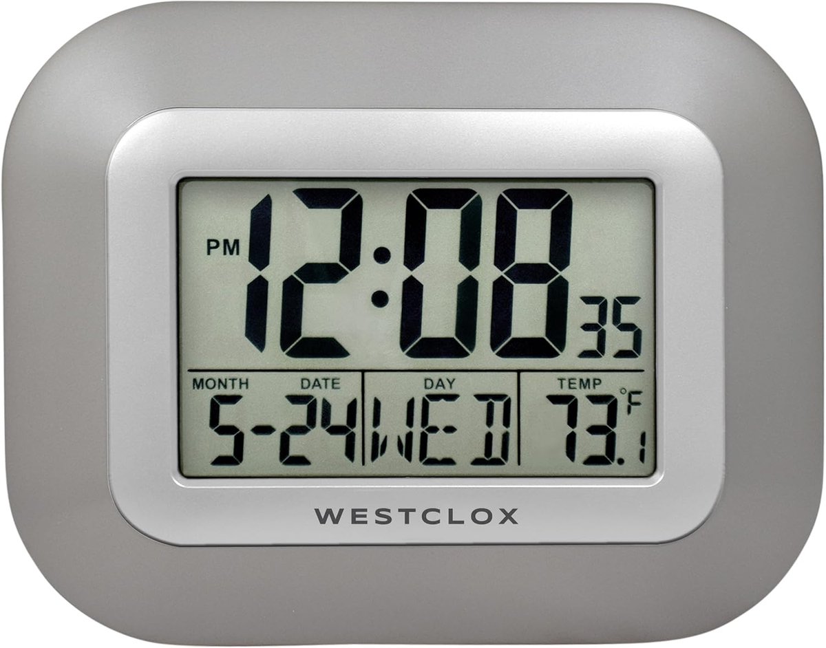 Digitale Wandklok - Wekker Kalender - Tijd & Temperatuur - Groot LCD Scherm - 23 x 18 cm - Zilver