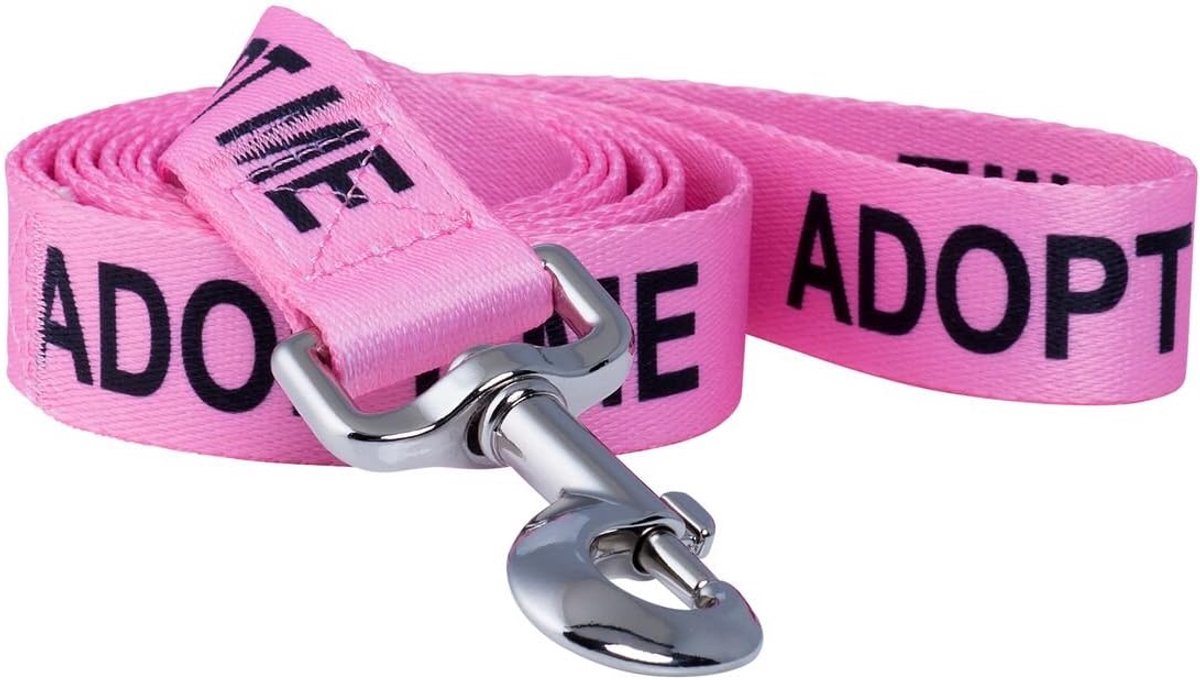 Hondenriem - Hondenlijn - Wandelen met hond - Herhalend 'Adopt Me' ontwerp - 183cm lang - roze