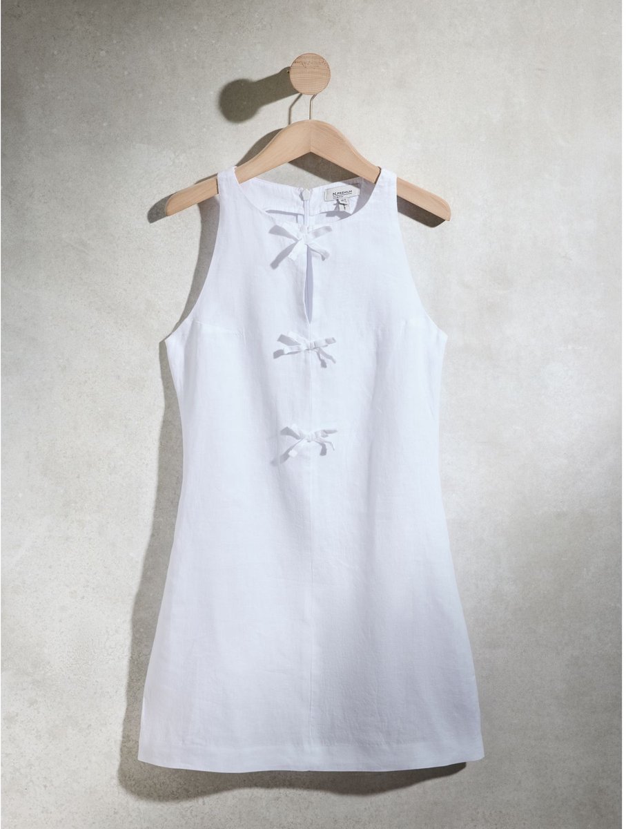Next - Dames - N. Premium 100% linnen mini-jurk - Wit