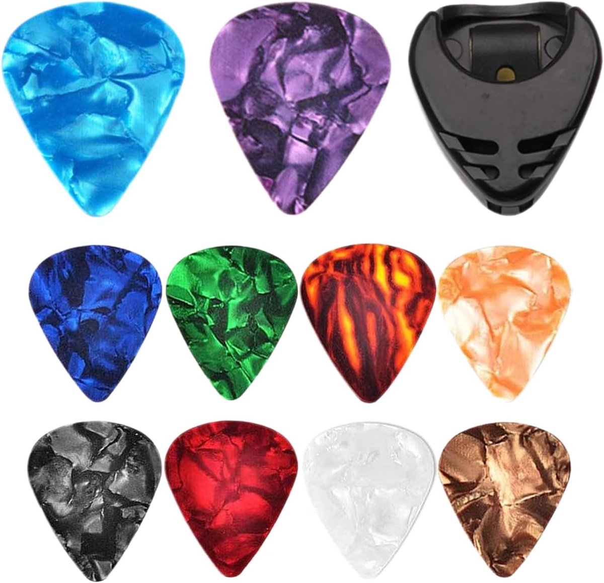 Gitaar Plectrums Set (10 Stuks) Veelkleurig met Plectrum Houder