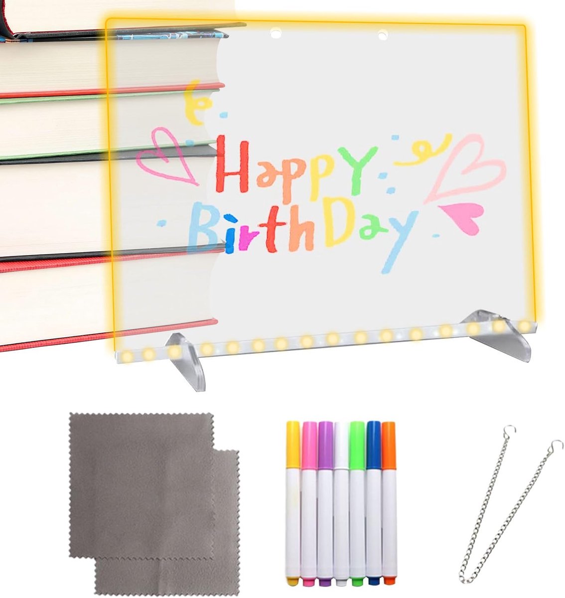LED Tekentablet - Krabbel Tablet - Familie Memo - 7 Kleuren Pennen - 30x20cm