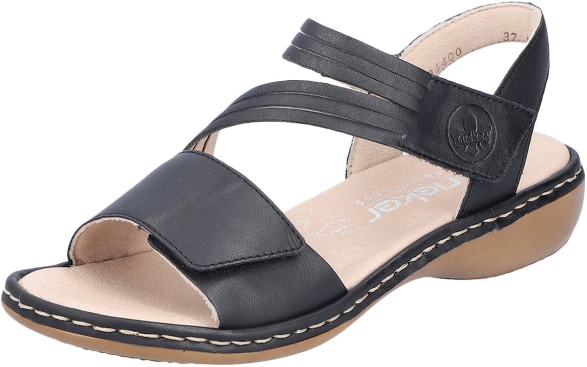 Lugano leren sandalen Zwart