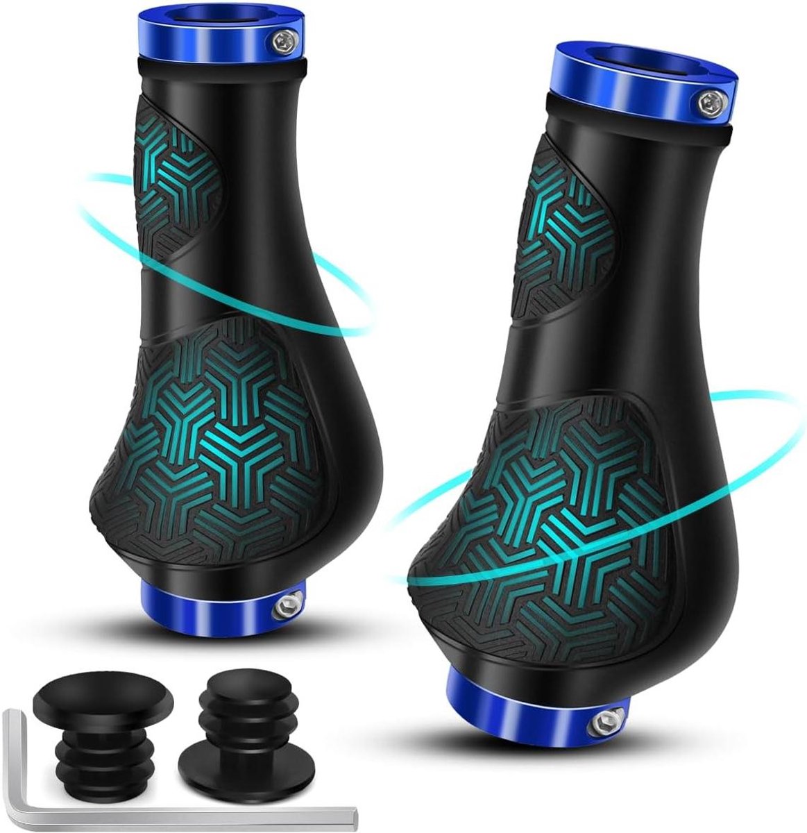 Ergonomische Fietshandgrepen - Stuurgrepen Rubber - Comfortabel Fietsen - Antislip Aluminium - Universeel 22.2mm - Blauw