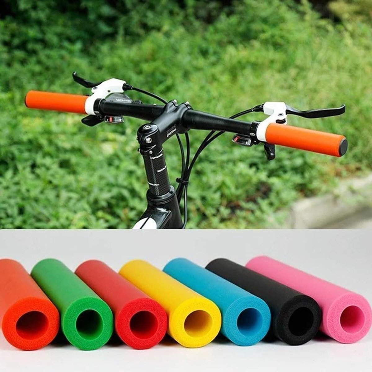 Fietsstuurgrepen - Handvatten - Fietsen - Antislip Schokabsorberend - 2 stuks - Oranje