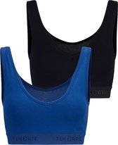 Ten Cate Meisjes stretch BH -2-pack – Cotton – 2-PACK – Blauw / Zwart– Comfortabel Katoen Ondergoed – Ademend & Zacht – Voordeelverpakking - Maat 146/152