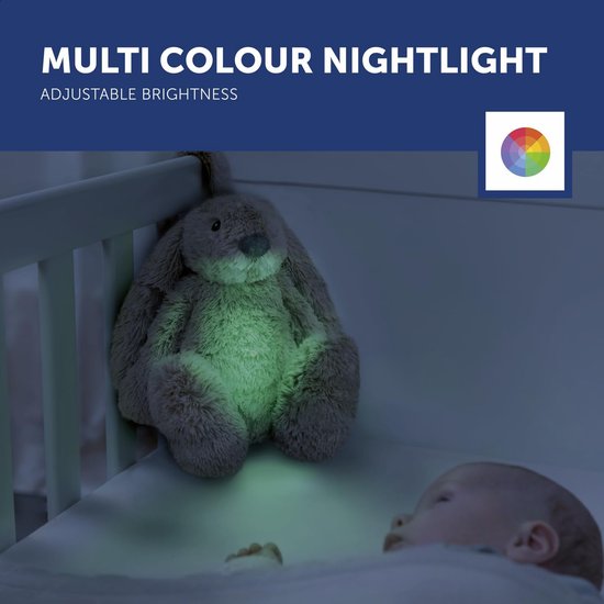 Baby Slaaphulp Haas - Nachtlampje Muziekknuffel - Rustige Slaap - Huilsensor Geluiden - Oplaadbaar USB-C - Beige — afbeelding 5