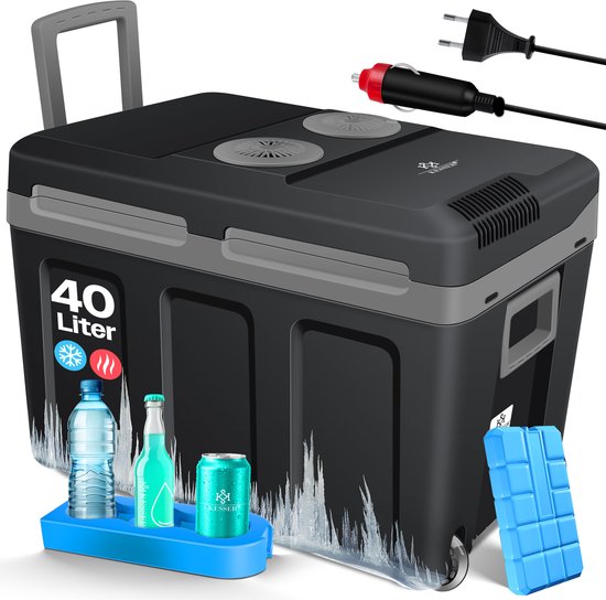KESSER® 40L Thermo Elektrische Koelbox met wielen | voor warm houden en koelen | Coolbox | 12 volt en 230 volt| minikoelkast | thermobox voor auto| boot en camping | met ECO-modus - 40L, Zwart / Grijs van KESSER — afbeelding 4