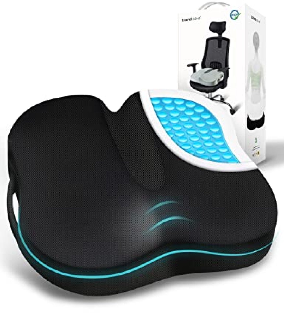Zitkussen met Traagschuim - Ergonomisch Zitcomfort voor Kantoor, Auto en Thuis - Zwart