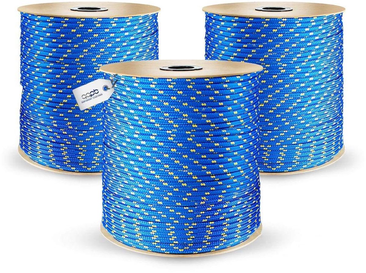 DQ-PP Polypropyleen touw, blauw, 10 meter, 16 mm dik, grijptouw, marine koord, tillen