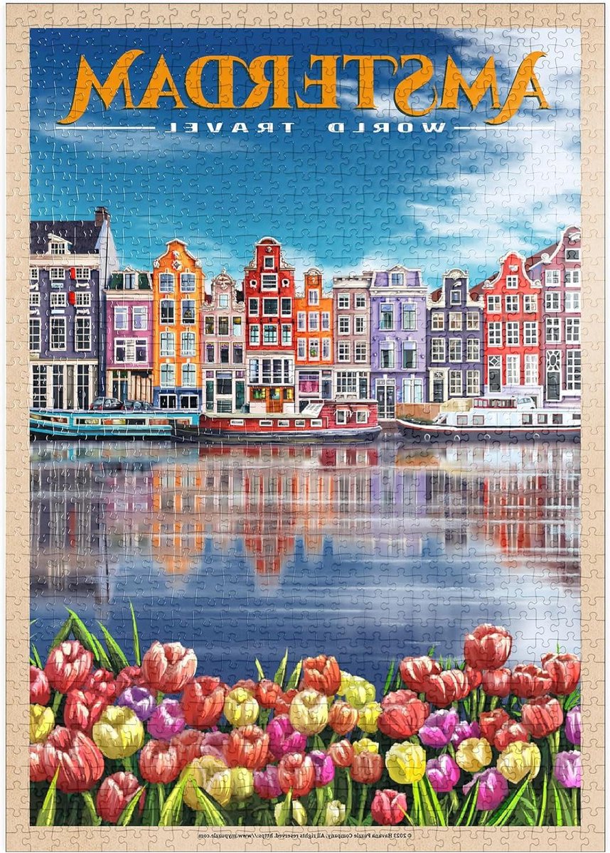 Puzzel Amsterdam - Legpuzzel Stad - Ontspanning Thuis - Hoge Resolutie Print - 1000 Stukjes 48x68cm - Berry