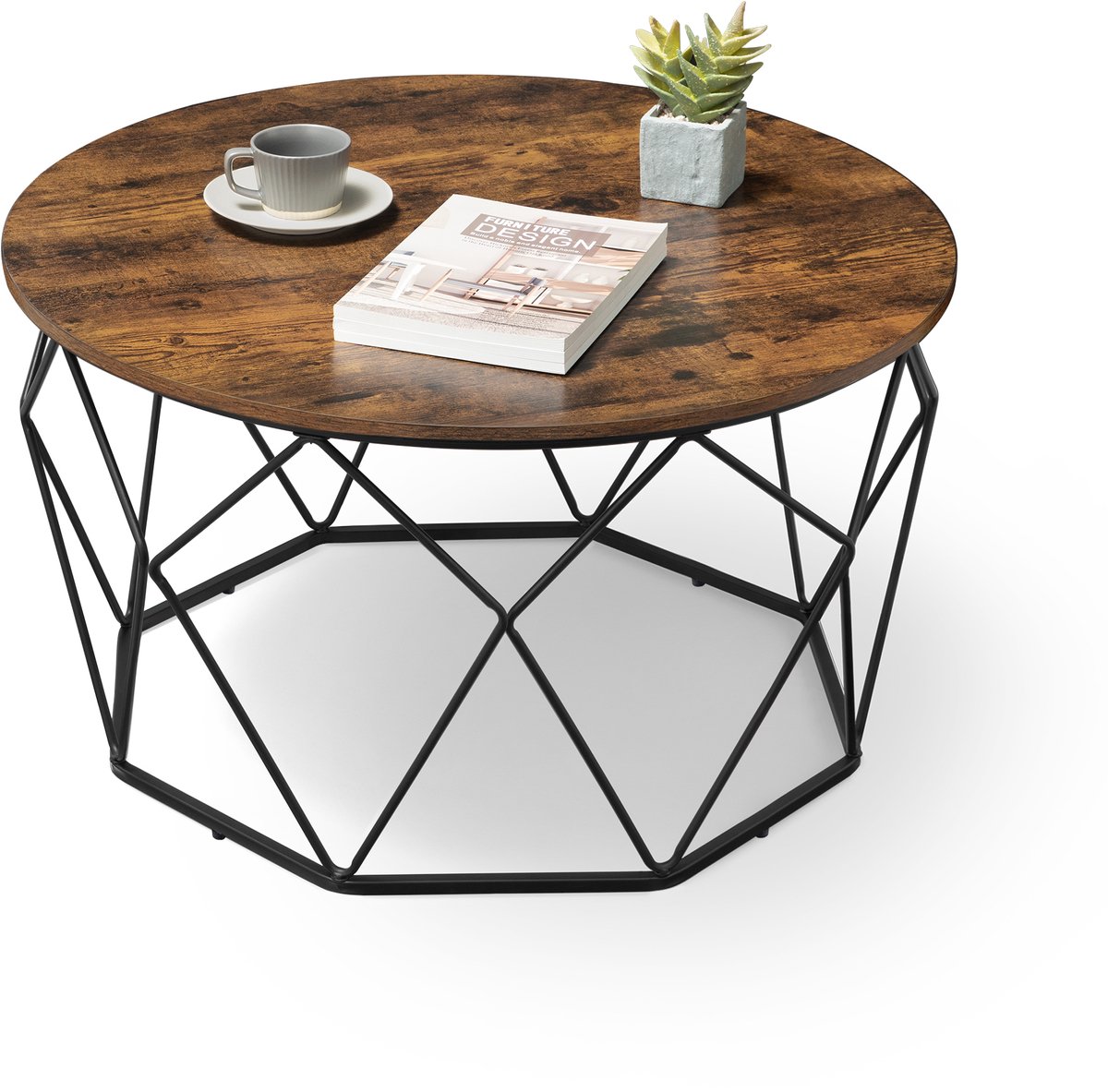 VASAGLE - Salontafel - Bijzettafel - Stalen Frame - Industrieel - Woonkamer Slaapkamer Werkkamer