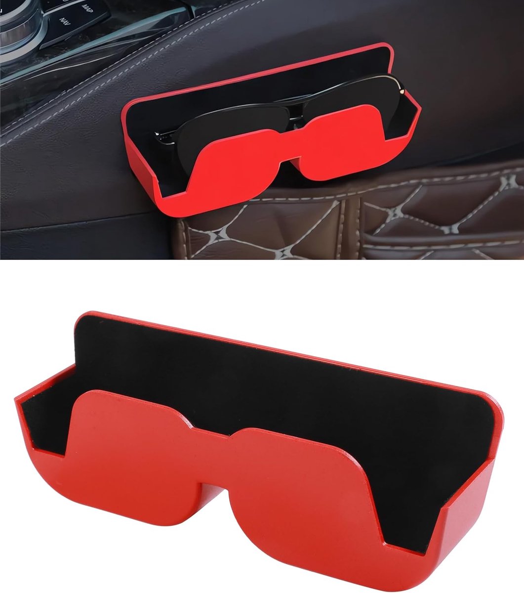 Auto Brilhouder - Zonnebril Clip - Veilig Opbergen - Universele Pasvorm - 17 cm Lengte - Rood