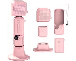 Beschermhoes Geschikt Voor Dji Osmo Pocket 4 - 6-Delige Set - Siliconen Beschermhoes - Met Bureaustandaard - Schokbestendig - Krasbestendig - Siliconen - Hoesje - Case - Bescherming - Geschikt Voor Zak 4 Accessoires - Roze