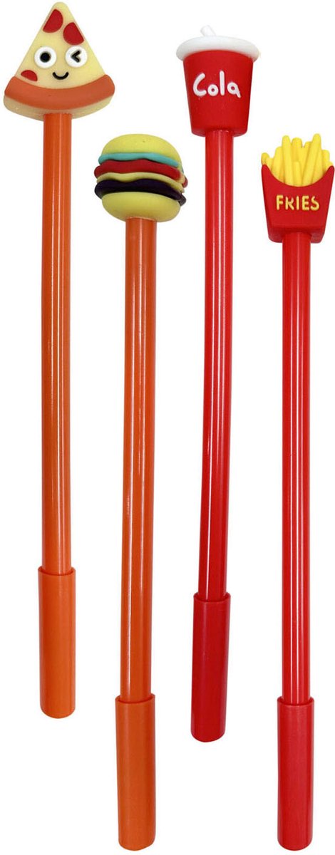 Set Gelpennen Fastfood in Etui, 4 stuks