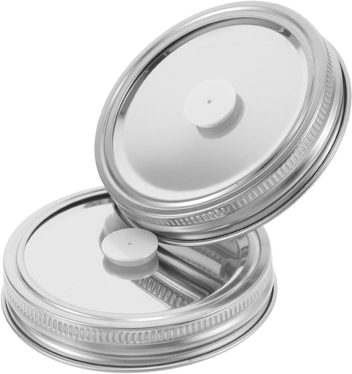 Vacuümdeksels voor Potten - Inmaakdeksels Fermentatiedeksels - Voedsel Bewaren - Lekkagebestendig Ontwerp - 7.5 cm - Zilver