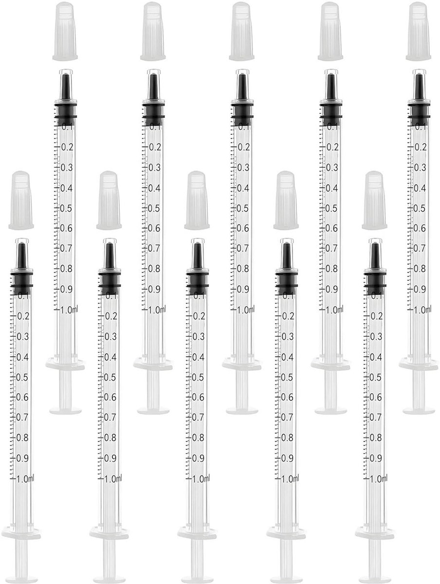 Dailygoods- Spuitjes 1 ml - 10 stuks - Kunststof - Spuitjes zonder naald - Duidelijke schaal - Herbruikbaar - Veilig en lekvrij - Doseringspuit