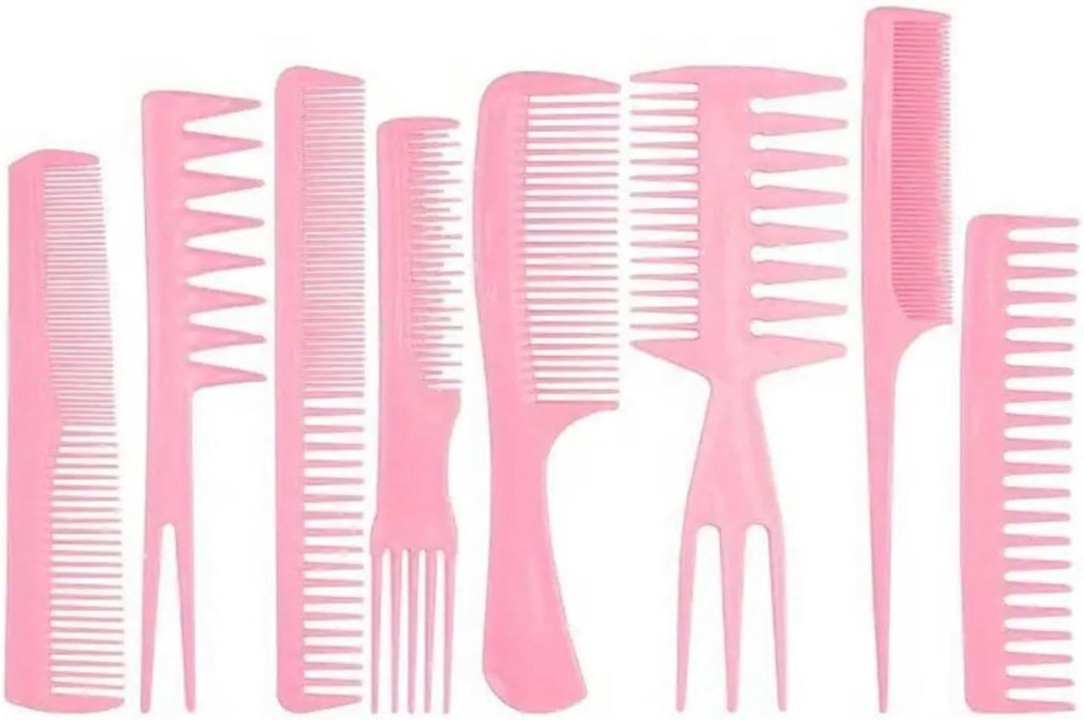 Haarkam Set - Diverse Kammen - Dagelijkse Haarverzorging - Duurzaam Materiaal - 8 Delig - Roze