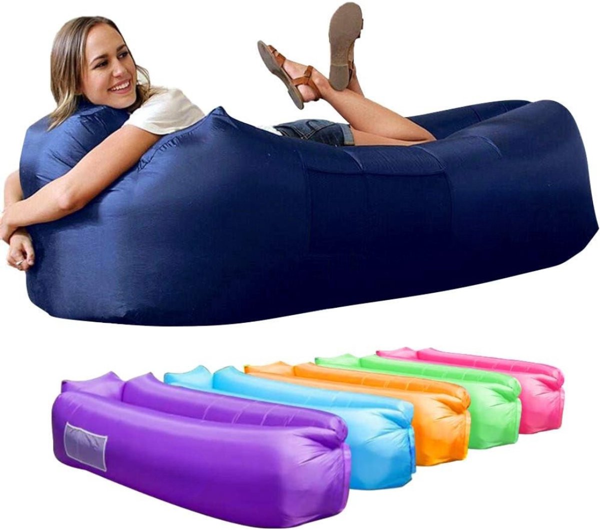 QUOVO® Opblaasbare Bank - Campingstoel - Opblaasbare Loungebank - Blauw - 209cm x 69cm x 89cm