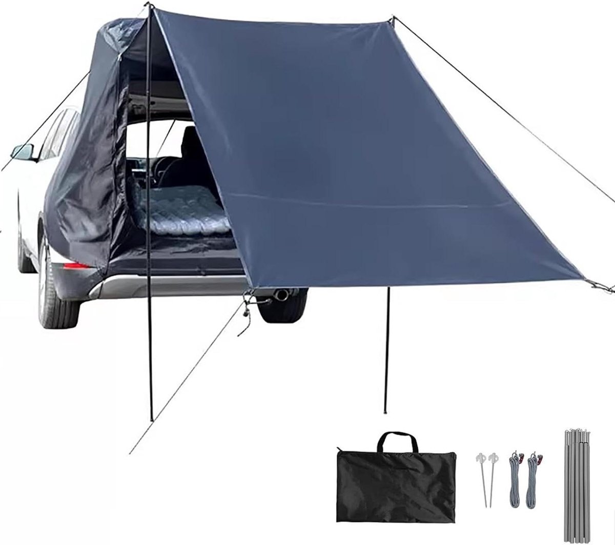 Auto Luifel Achterklep Tent voor Suv, Bus Luifel met Klamboe, 210D Oxford Stof Regen en Zonwering PU 5000mm UPF50+, Kan DIY Multifunctionele Uitbreiding