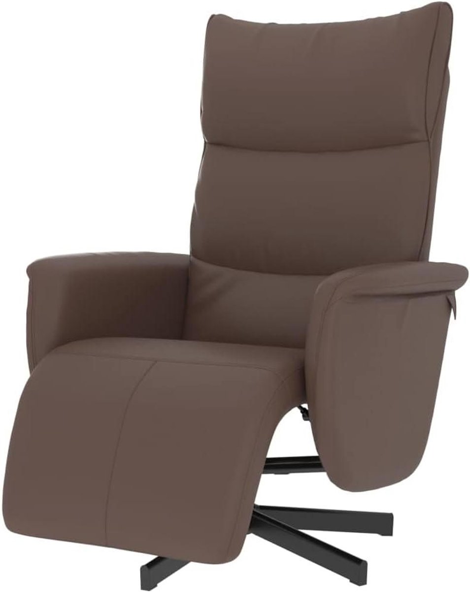 Comfortabele relaxstoel met handmatige ligfunctie, draaibare relaxstoel met voetensteun en draaibare stoel met dikke bekleding voor een ontspannen zitervaring in bruin