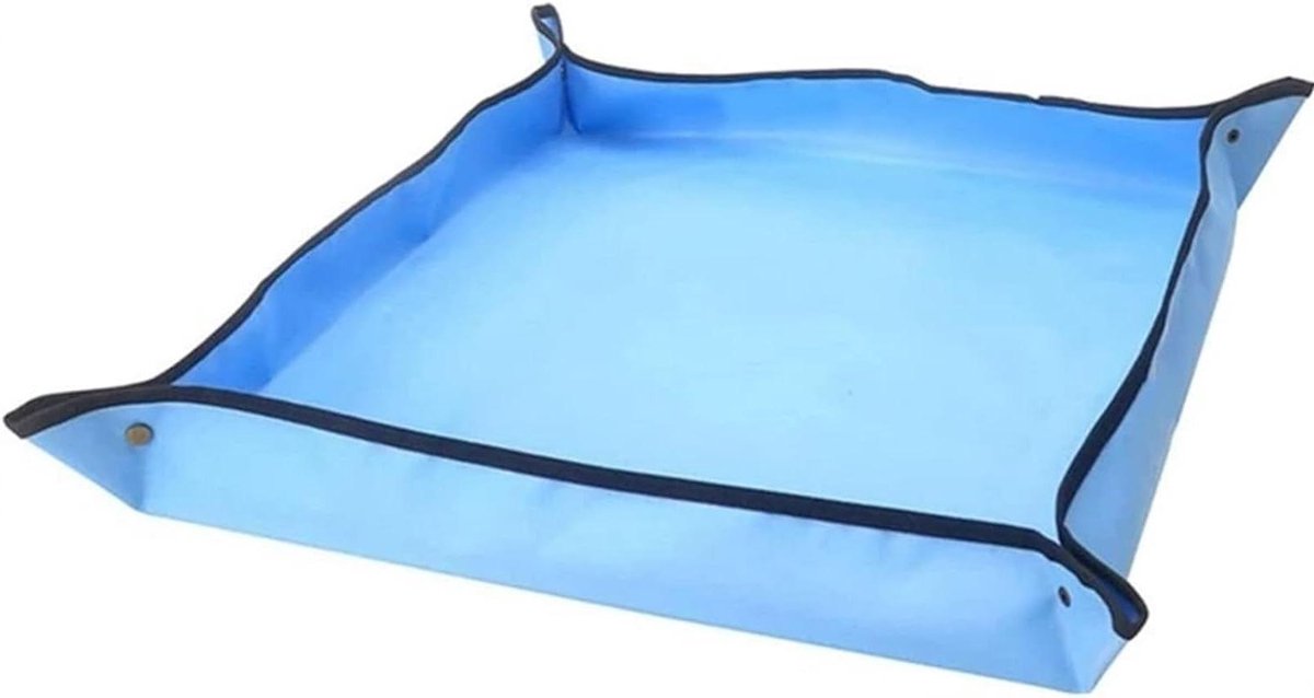 Tuinmat - Plantenmat Potkussen - Verpotten van planten - Waterdicht en herbruikbaar - 100 x 100 cm - Blauw