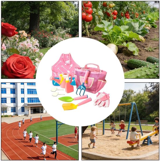 Kindertuingereedschap Set - Kinder Tuin speelgoed - Buiten spelen - Duurzaam metaal - 22 x 19 x 12 cm - Roze — afbeelding 5