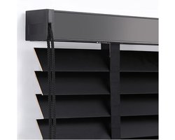 Houten Jaloezieën - Horizontale Jaloezieën - Privacy Creëren - Lamellen van 5cm - 135x240cm - Zwart