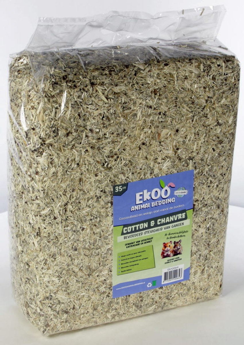Ekoo Katoen | hennep bodembedekking 35 liter | stofvrij | voor knaagdieren en konijnen