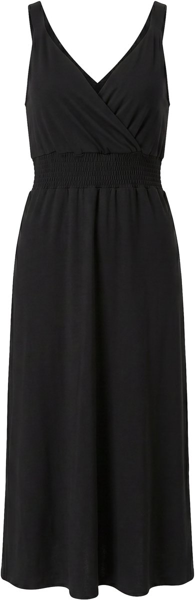 Angel of Style - Dames - Midi-jurk van jersey mouwloos wikkelmodel - Zwart - Maat 54