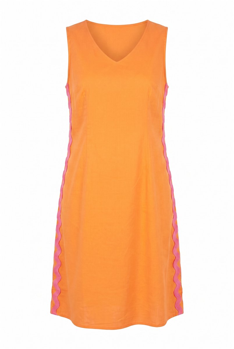 Angel of Style - Dames - Maxi-jurk A-lijn golvende band aan de zijkant - Oranje - Maat 44