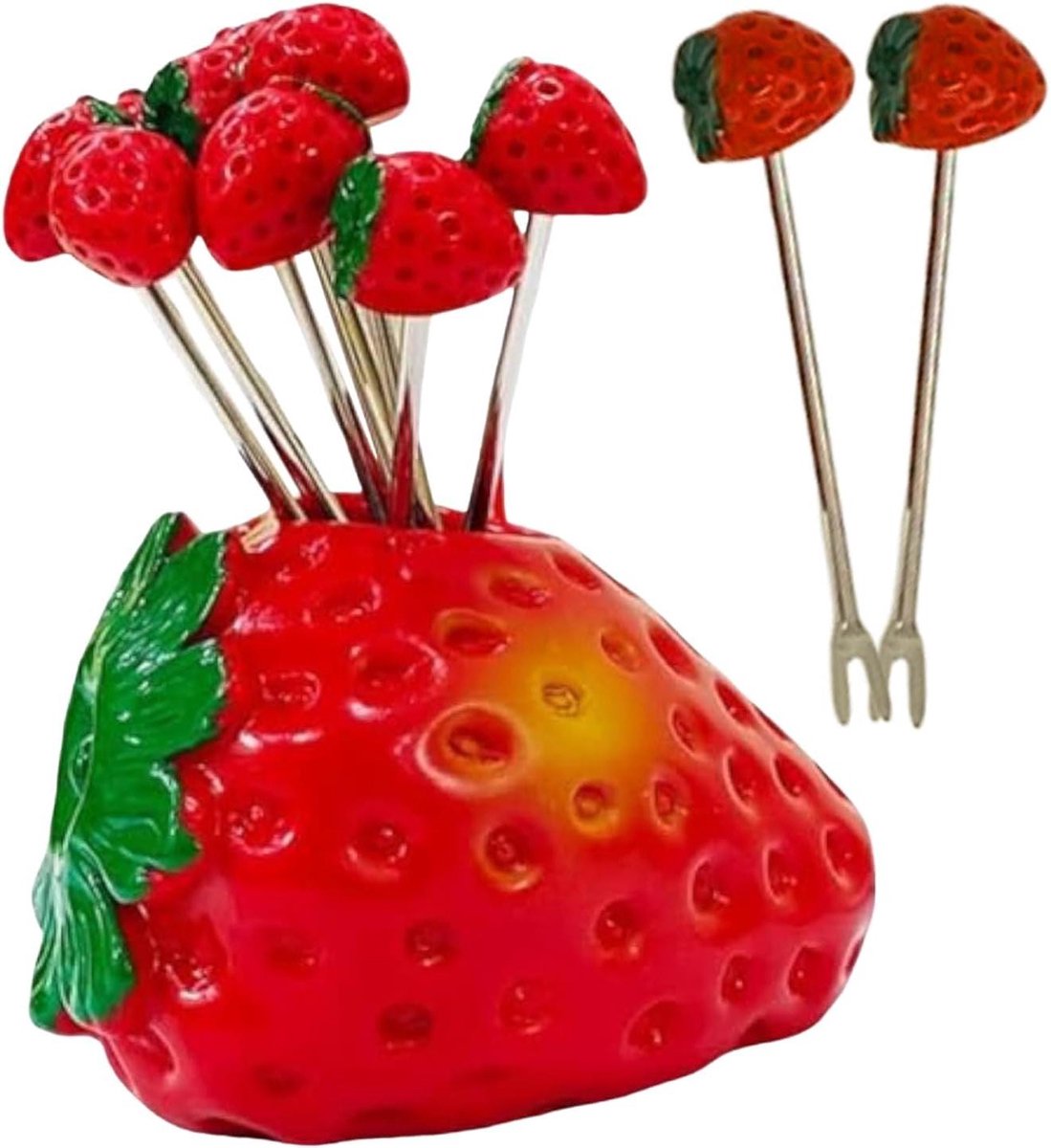 Borrelplank Vorken - Dessertvorken Fruit - Elegante Presentatie - Vetafstotend Ontwerp - 10 stuks - Aardbei Hart