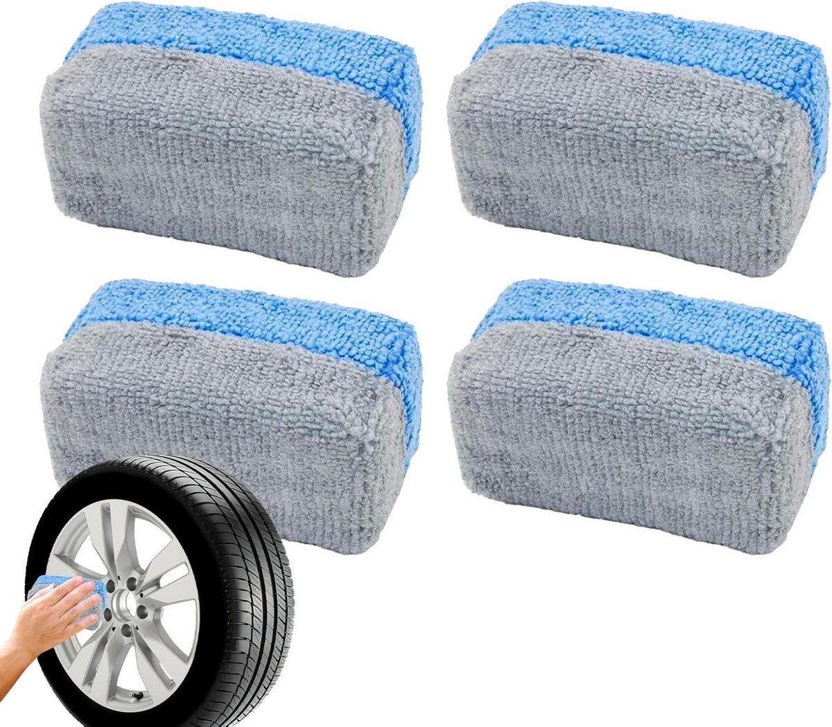Microvezel Spons - Auto Reiniger - Auto Polijsten - Krasvrije Afwerking - 4 Stuks - Stijl 1
