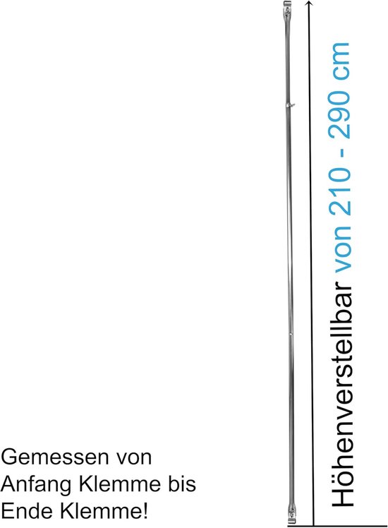 Tentstok - Verandastang - Voortent Opzetten - Telescopisch Verstelbaar - 210-290 cm - Zilver — afbeelding 5