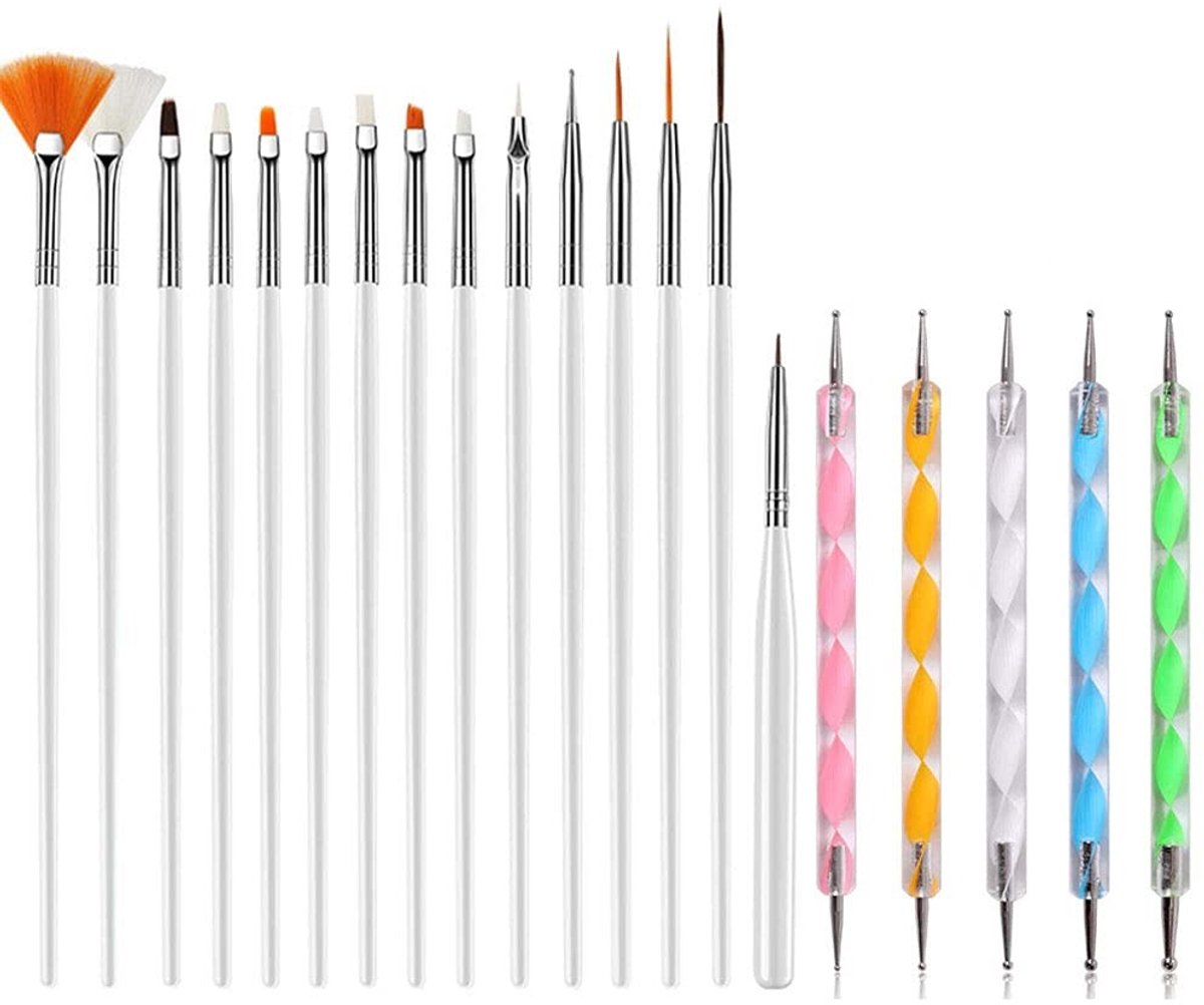 Dailygoods- Nail Art Borstels Set 15 Stks - Nail Art Pennen - Dotting Tool 5 Stks - Professionele Nagelontwerpen - Nagelaccessoires - Fijne Details Schilderen - Nail Art Pens