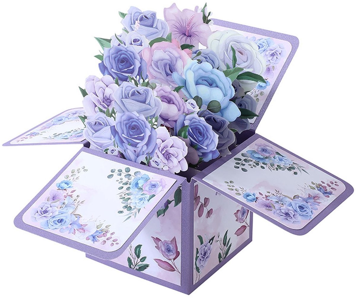 Dailygoods- Bloemkaart Pop-up - Wenskaarten Set - 3D-Cadeaukaart - Verjaardag/Pensioen - Hoogwaardig Papier - Inclusief Envelop - Wenskaart