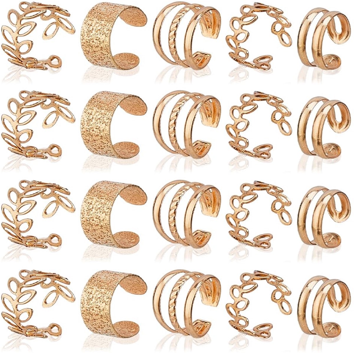 Dailygoods- Haaraccessoires 80 Stuks - Gouden Vlechtaccessoires - Verstelbare Haarringen - Dreadlocks - Licht Goud - Meerdere Stijlontwerpen - Haarsieraden