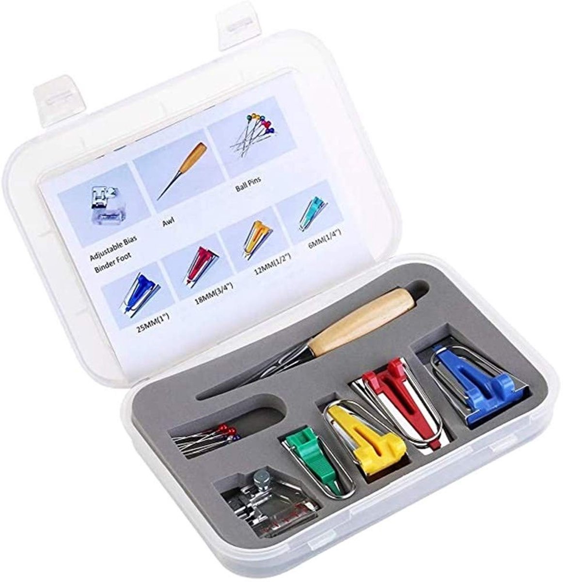 Dailygoods- Biaisbandvormer Set - Naaigereedschap voor Biaisband - Bindvoet - Quiltennaald - Pincet - Geschikt voor Naaien en Quilten - Naaiaccessoires