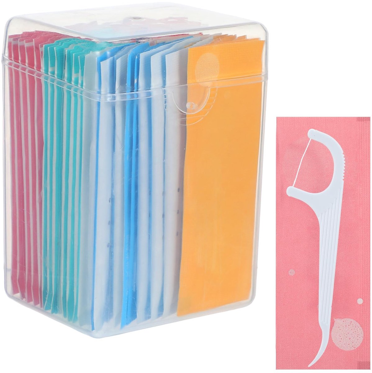 Dailygoods- Floss-Sticks 50 Stuks - Tandfloss Picks - Tandreiniging - Draagbaar - Opbergdoos - Kunststof/Nylon - Tandenstokers
