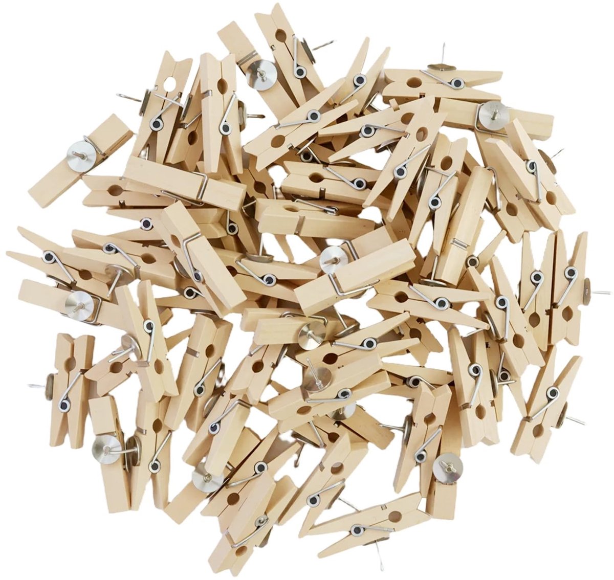Dailygoods- Houten Knijpers 110 Stuks - Duurzaam - Houten Klemmen - Mini Knijpers - Herbruikbaar - Eenvoudig te Bevestigen - Wasknijpers