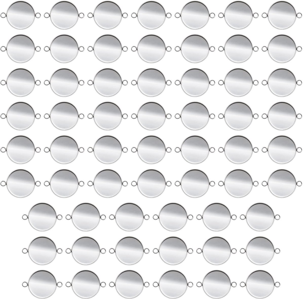 Dailygoods- Hanger Trays 60 Stuks - Vlak Rond - Roestvrij Staal - Buitendiameter 20 mm - Binnendiameter 18 mm - Voor DIY Sieraden Maken - Sieradenonderdelen