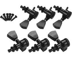 Jeffergarden 6 Stks Gitaar Stemsleutels 3L3R Locking Tuners Legering Metalen Machine Heads voor Akoestische Elektrische Gitaren, Houd Uw Gitaar Tune Gemakkelijk Te Installeren, Zilver/Zwart, 100%