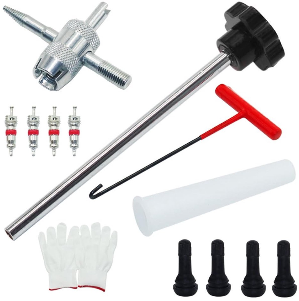 Dailygoods- Ventiel Reparatieset 13-Delig - Banden Reparatieset Auto - Proppenset - Bandenreparatieset Motor - Hoogwaardige IJzer/Rubber - Tijd Besparende Oplossing