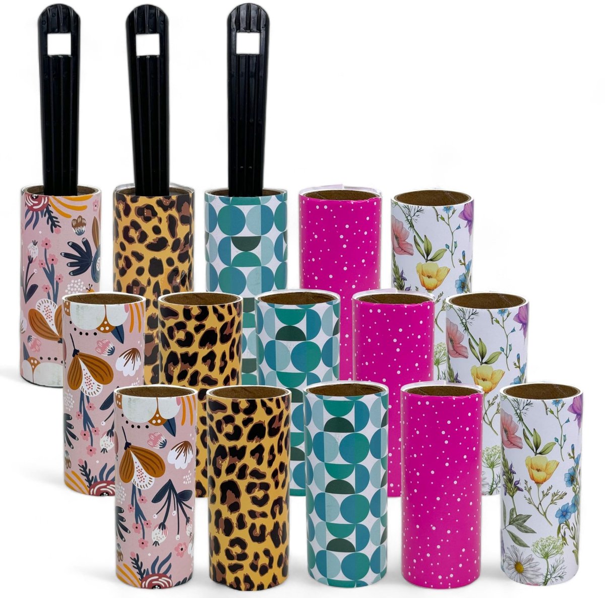Dailygoods- Pluisrollenset 15 Rollen - 300 Bladeren - Effectief Tegen Katten- en Hondenharen - Ergonomische Dispensers - Voor Kleding en Meubels - Pluisroller