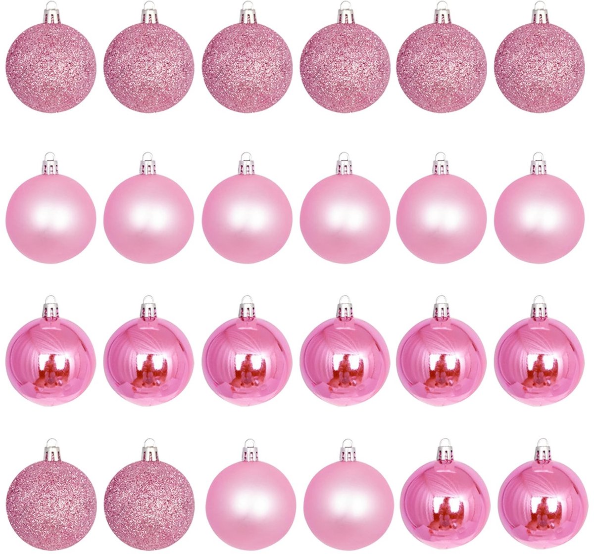 Dailygoods- Kerstballen 24 Stuks - Roze Kerstversiering - Mini Ornamenten - Hangende Decoraties - Feestelijke Charme - Uniek Design - Kerstdecoratie