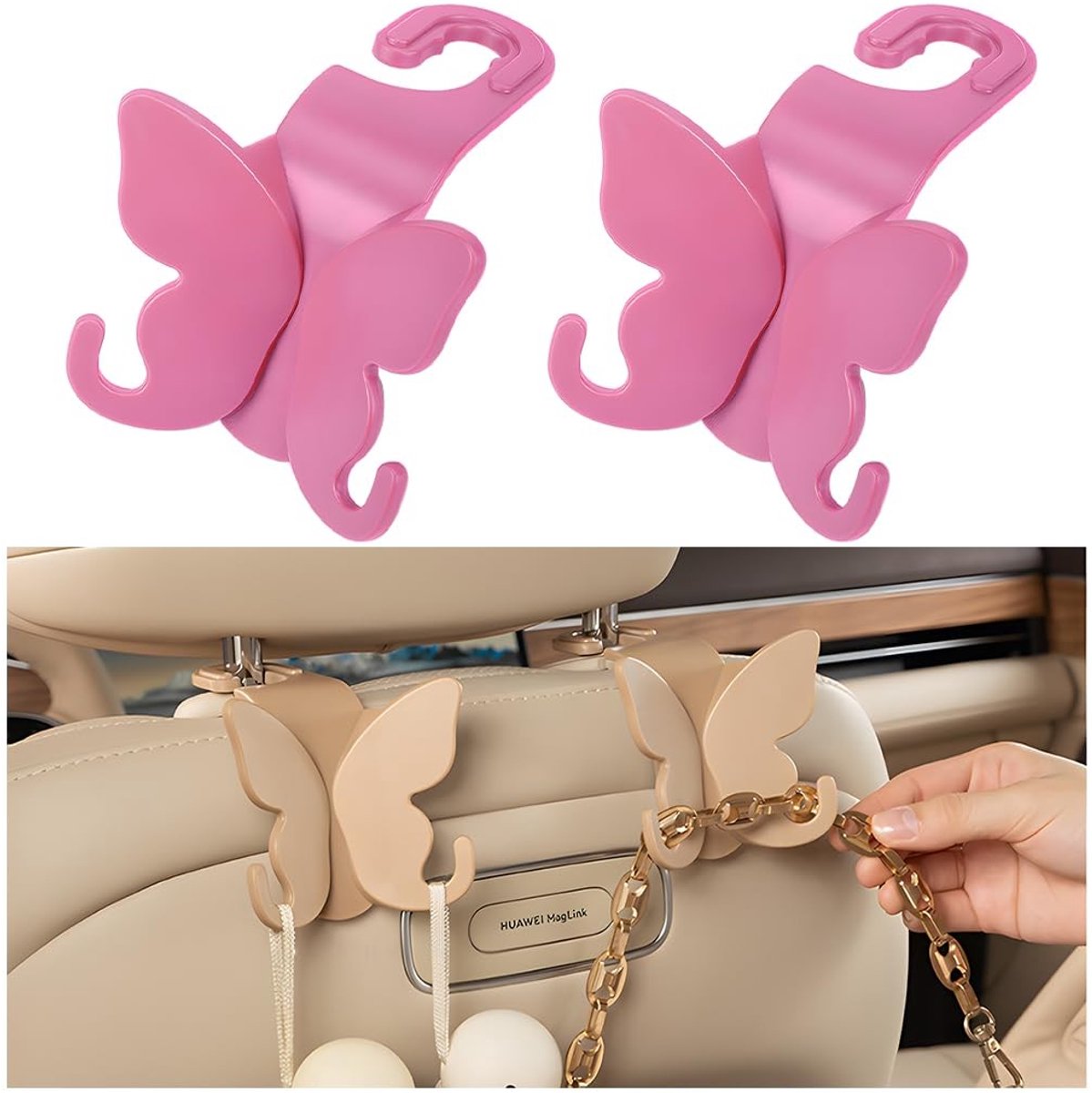 Dailygoods- Opslaghaak 2 Stuks - Auto Organizer - Hoofdsteun Haken - Achterbank Haken - Handtas Houder - Hoogwaardig ABS - Universeel - Autohaken